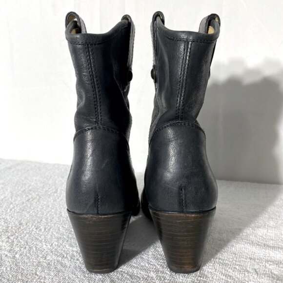 Frye Black Leather Jackie Button Short Western Style Boots Ankle Boots 7.5 - Picture 4 of 14